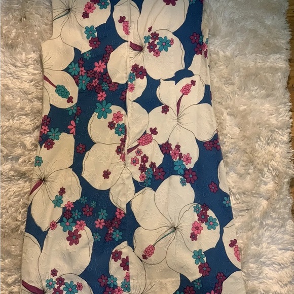 1960’s Vintage Hawaiian Surf Blue White Psychedelic Scalloped Hem Mini Dress EC - Picture 3 of 15